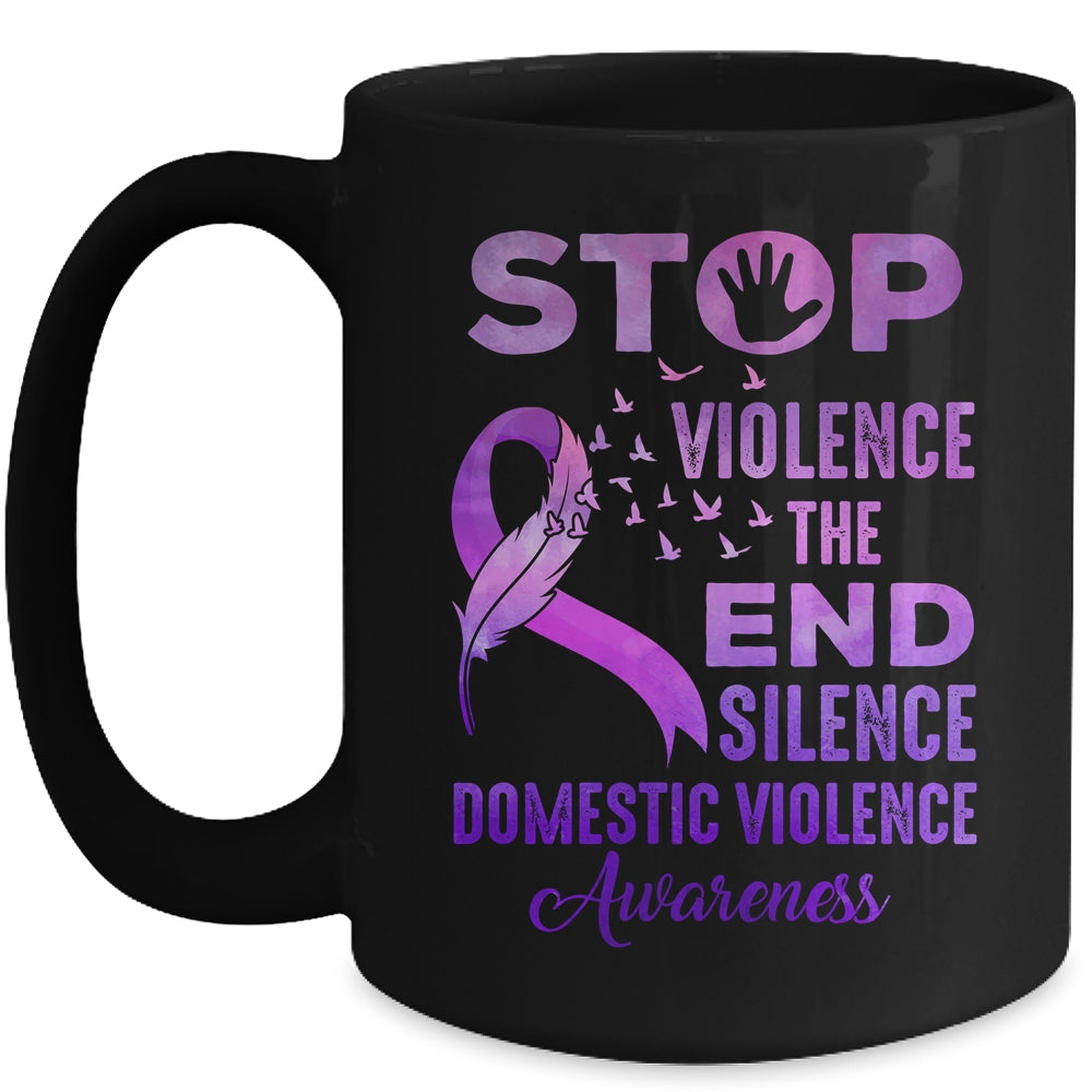 Family Domestic Violence Awareness Purple Ribbon Support Mug | siriusteestore