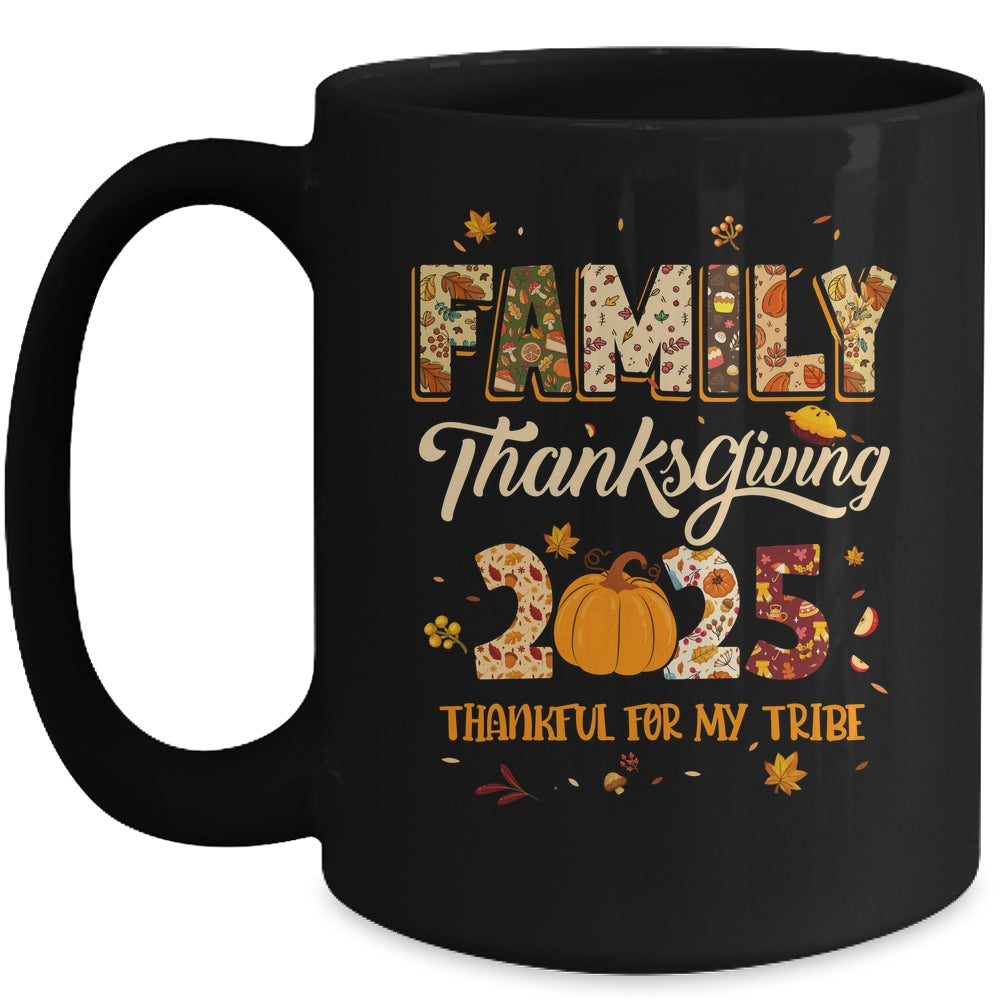 Family Thanksgiving 2025 Thankful For My Tribe Group Autumn Mug | siriusteestore