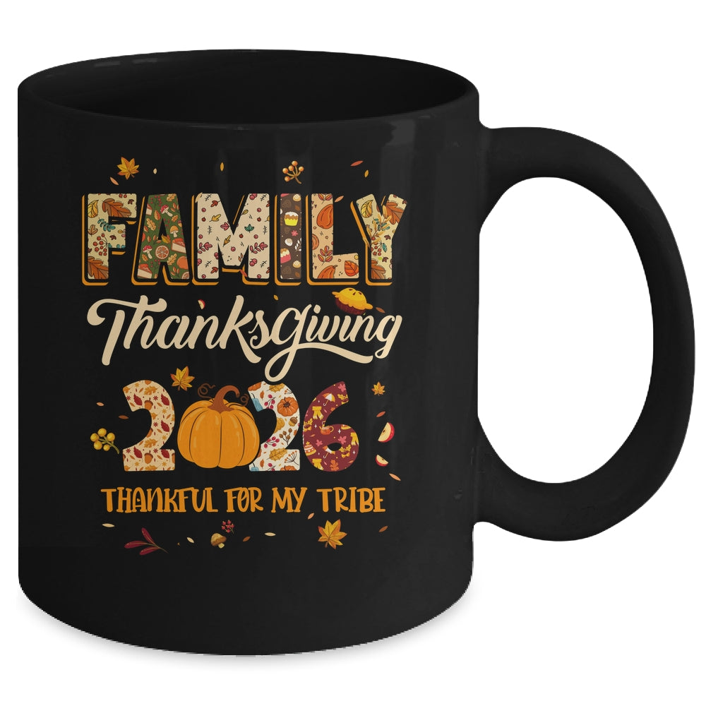 Family Thanksgiving 2026 Thankful For My Tribe Group Autumn Mug | siriusteestore