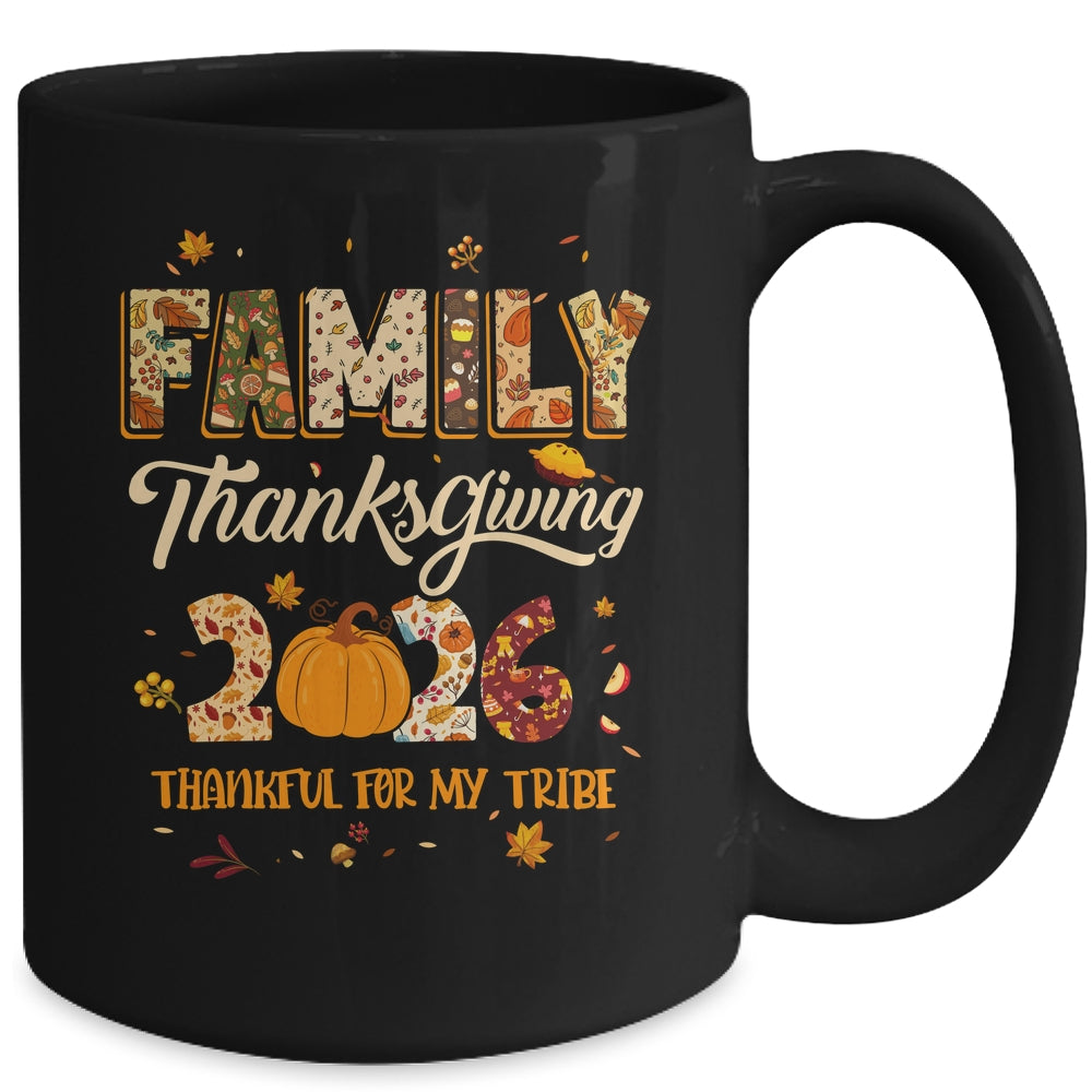 Family Thanksgiving 2026 Thankful For My Tribe Group Autumn Mug | siriusteestore