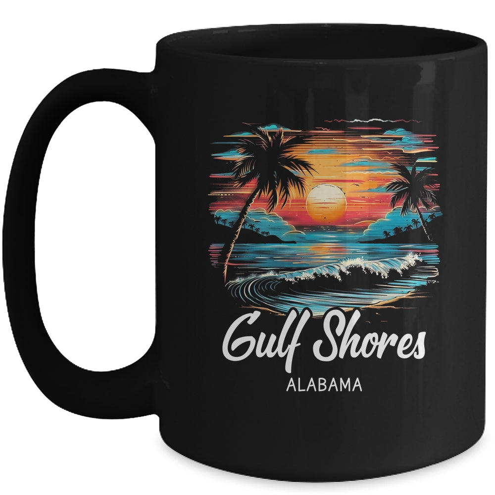 Family Vacation Retro Sunset Alabama Gulf Shores Mug | siriusteestore