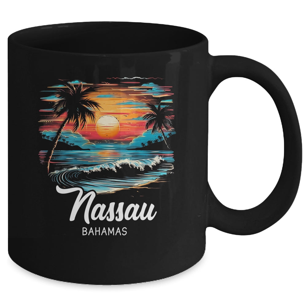 Family Vacation Retro Sunset Bahamas Nassau Mug | siriusteestore