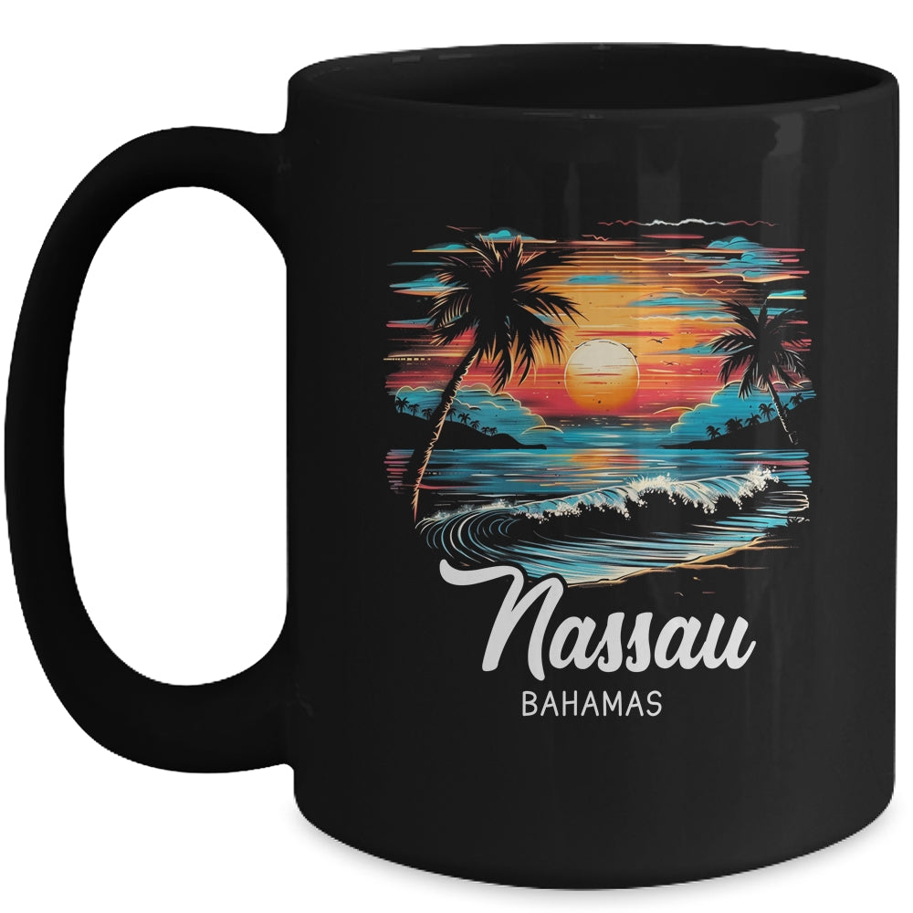 Family Vacation Retro Sunset Bahamas Nassau Mug | siriusteestore