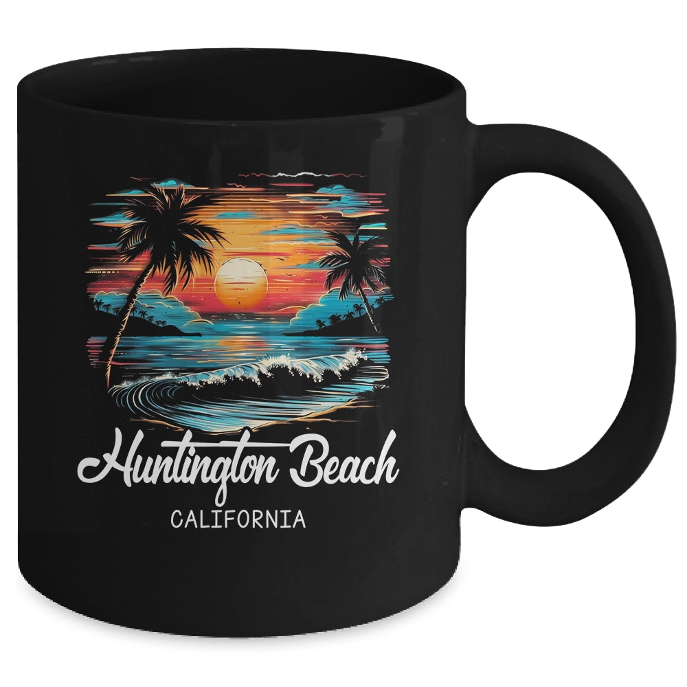 Family Vacation Retro Sunset California Huntington Beach Mug | siriusteestore