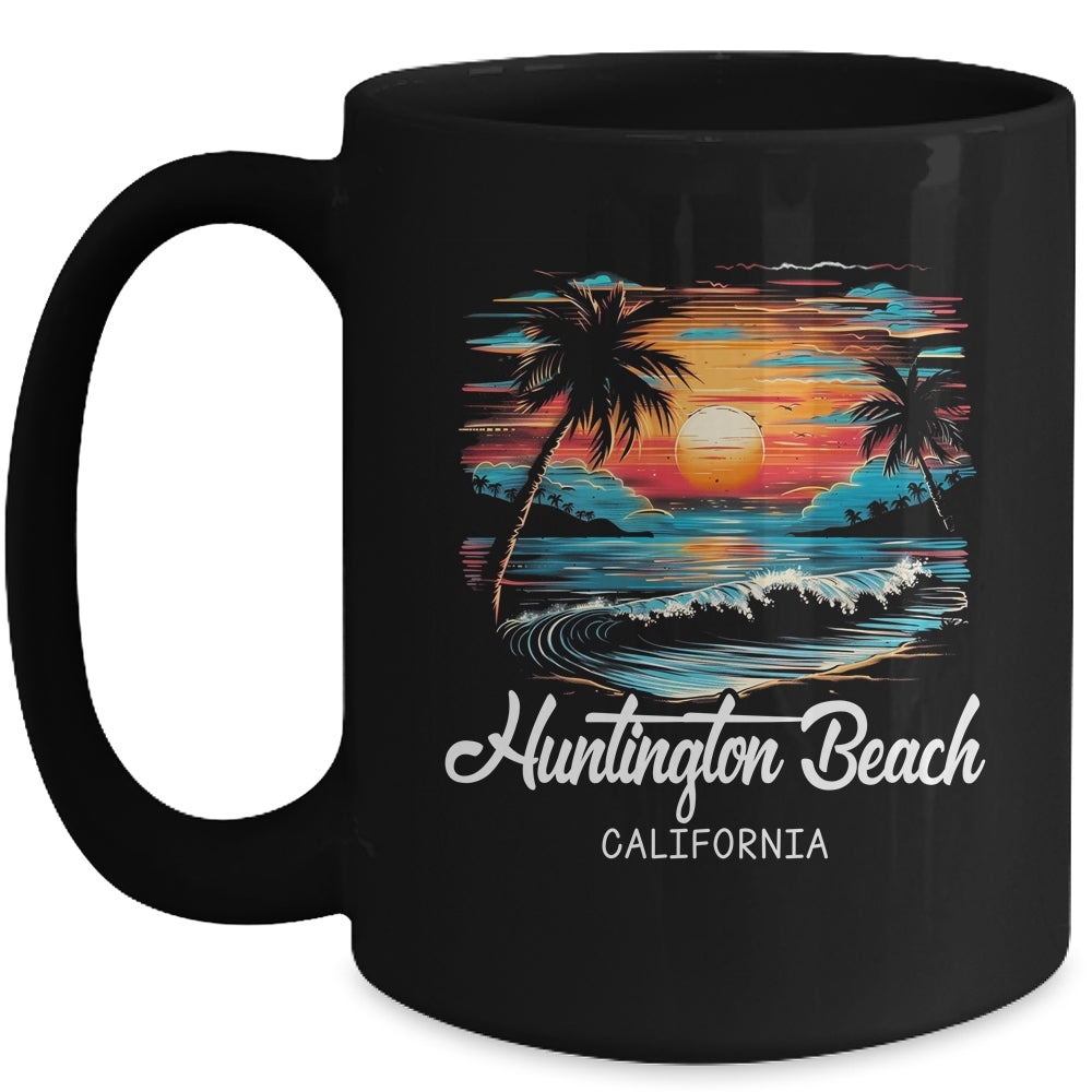 Family Vacation Retro Sunset California Huntington Beach Mug | siriusteestore