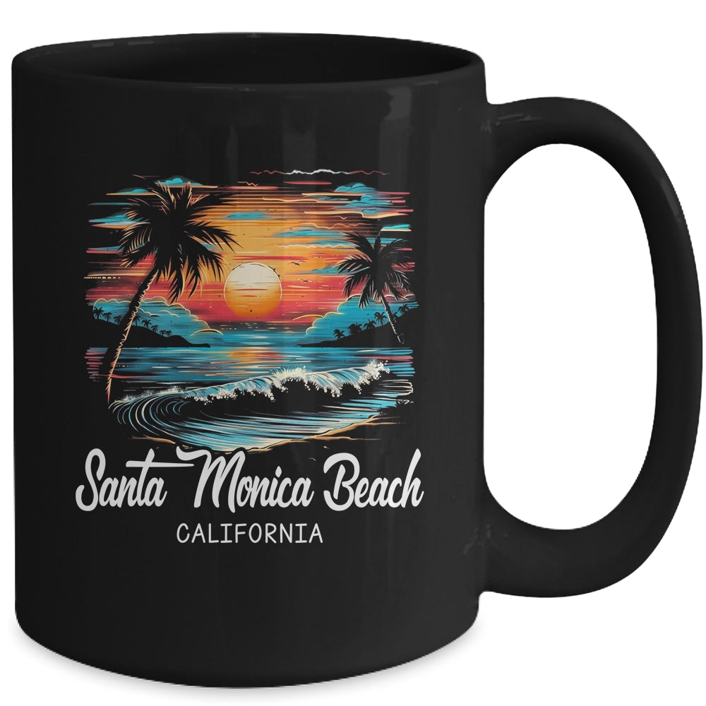 Family Vacation Retro Sunset California Santa Monica Beach Mug | siriusteestore