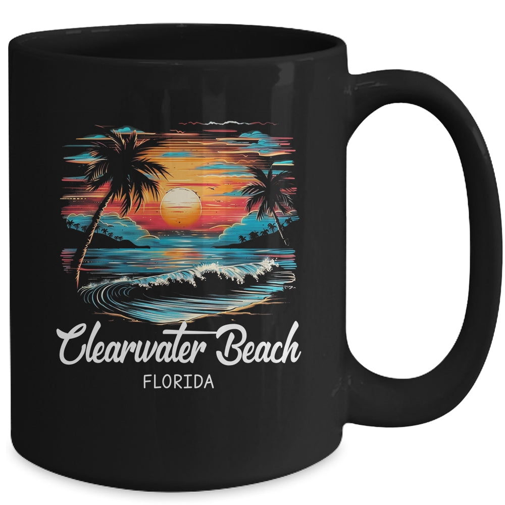Family Vacation Retro Sunset Florida Clearwater Beach Mug | siriusteestore