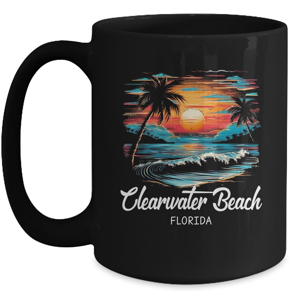Family Vacation Retro Sunset Florida Clearwater Beach Mug | siriusteestore