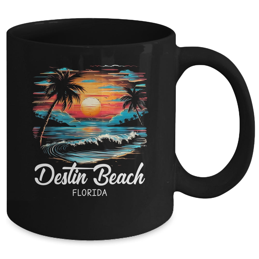 Family Vacation Retro Sunset Florida Destin Beach Mug | siriusteestore