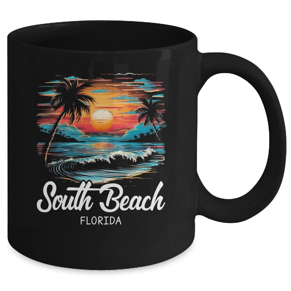 Family Vacation Retro Sunset Florida South Beach Mug | siriusteestore