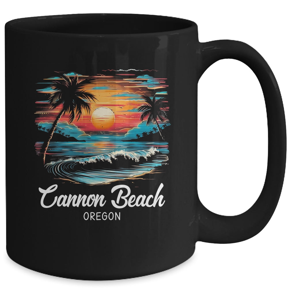 Family Vacation Retro Sunset Oregon Cannon Beach Mug | siriusteestore