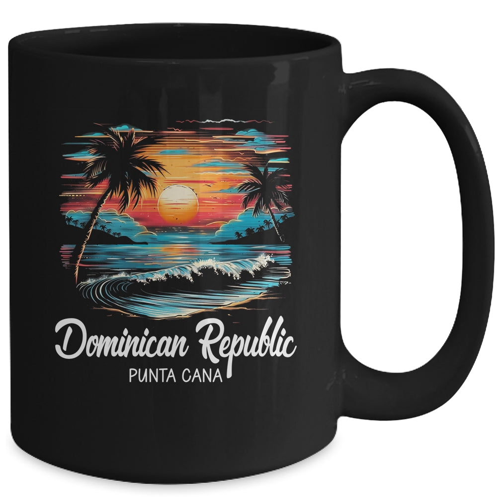 Family Vacation Retro Sunset Punta Cana Dominican Republic Mug | siriusteestore
