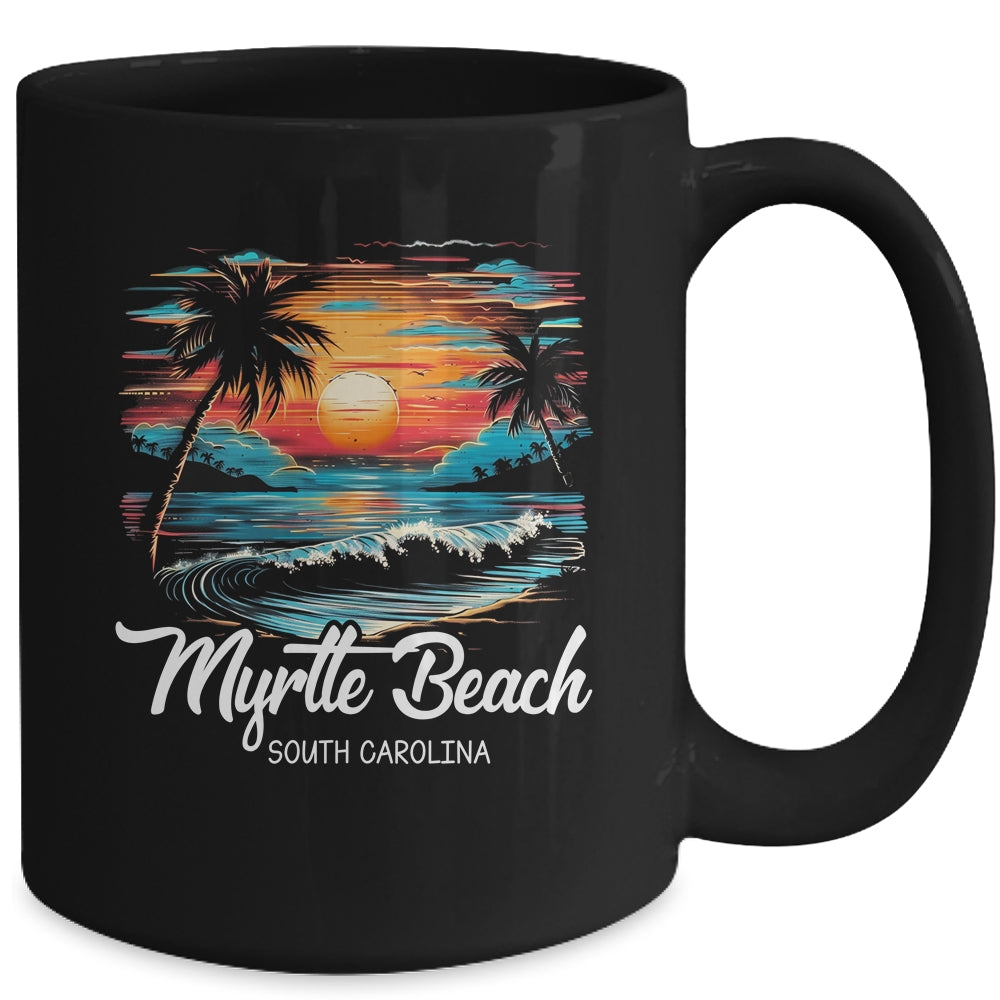 Family Vacation Retro Sunset South Carolina Myrtle Beach Mug | siriusteestore