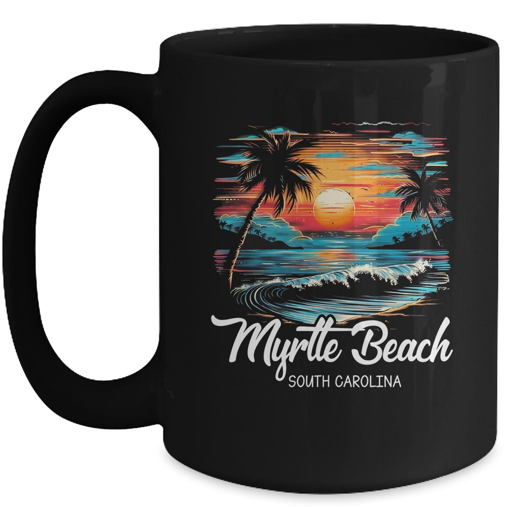 Family Vacation Retro Sunset South Carolina Myrtle Beach Mug | siriusteestore