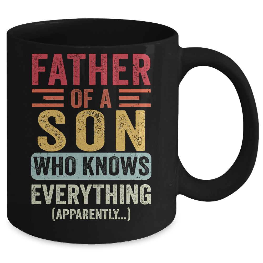 Father Son Knows Everything Funny Dad Fathers Day Vintage Mug | siriusteestore