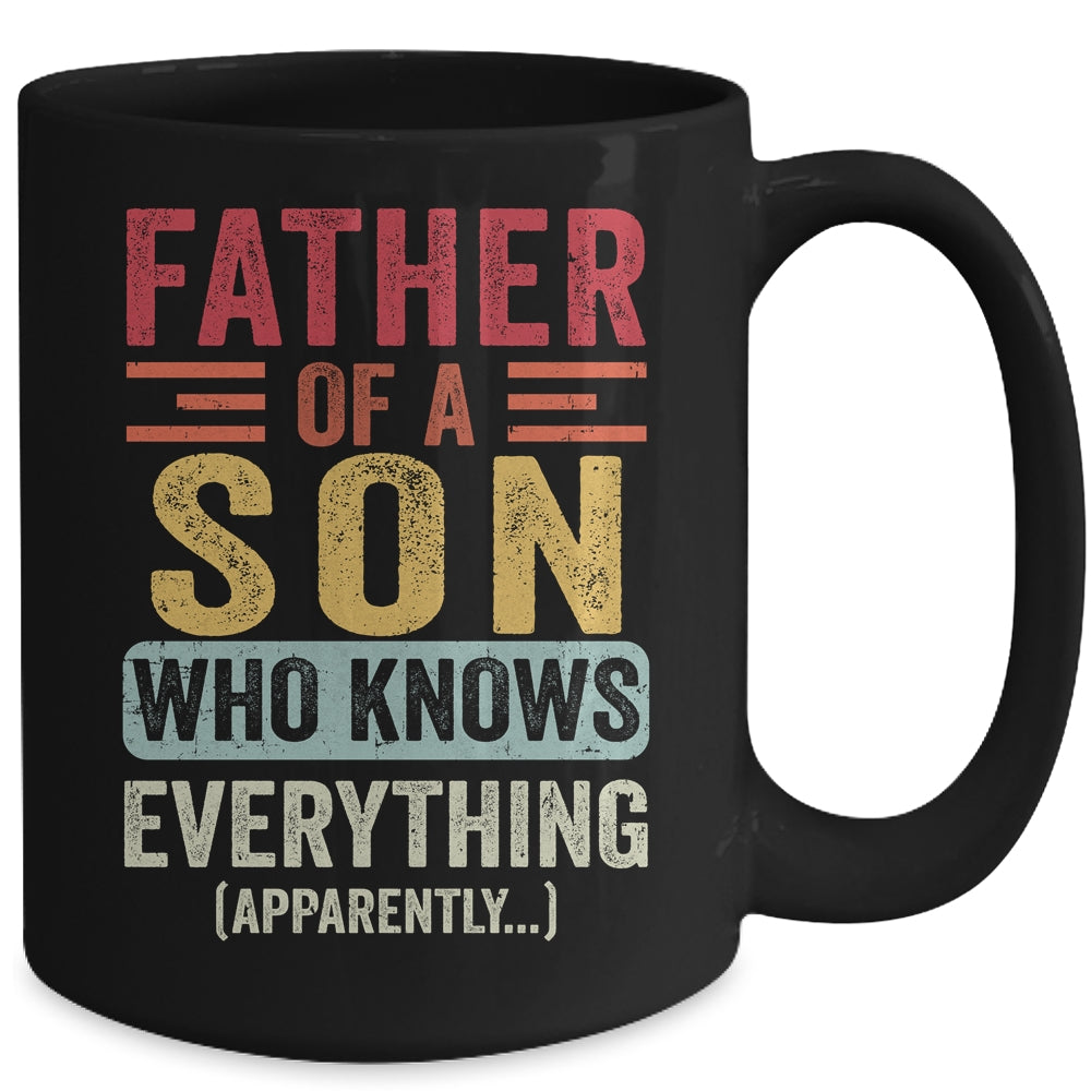 Father Son Knows Everything Funny Dad Fathers Day Vintage Mug | siriusteestore