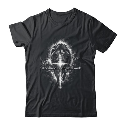 Fatherhood Is Kingdom Work Retro Faith Based Lion Cross Shirt & Hoodie | siriusteestore