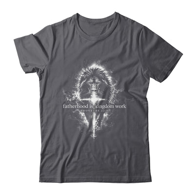 Fatherhood Is Kingdom Work Retro Faith Based Lion Cross Shirt & Hoodie | siriusteestore