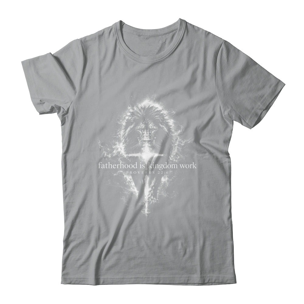 Fatherhood Is Kingdom Work Retro Faith Based Lion Cross Shirt & Hoodie | siriusteestore