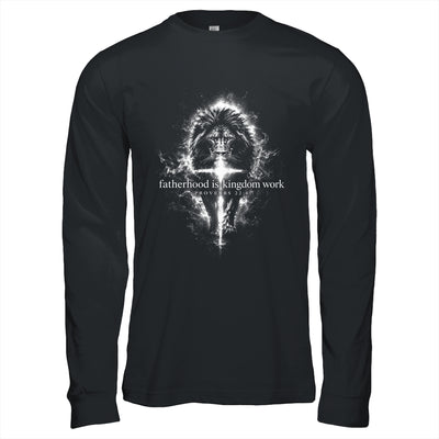 Fatherhood Is Kingdom Work Retro Faith Based Lion Cross Shirt & Hoodie | siriusteestore