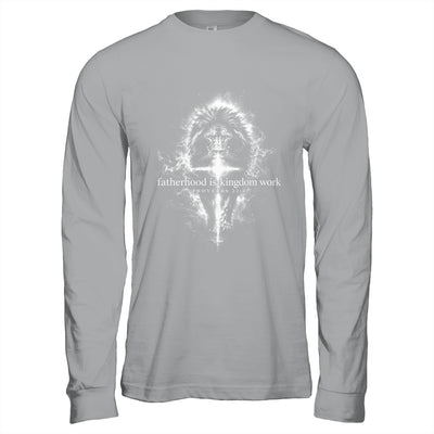 Fatherhood Is Kingdom Work Retro Faith Based Lion Cross Shirt & Hoodie | siriusteestore