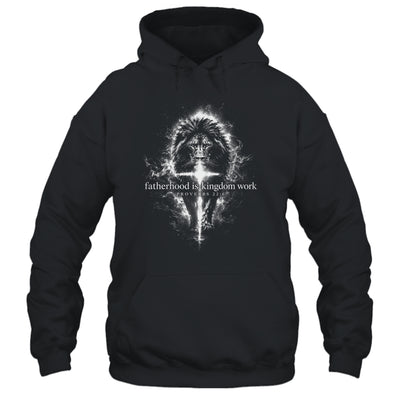 Fatherhood Is Kingdom Work Retro Faith Based Lion Cross Shirt & Hoodie | siriusteestore
