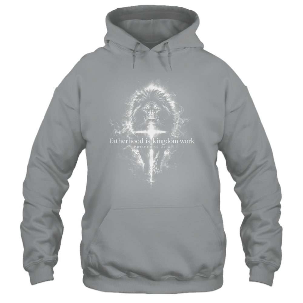 Fatherhood Is Kingdom Work Retro Faith Based Lion Cross Shirt & Hoodie | siriusteestore