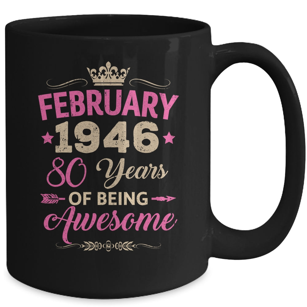 February 1946 80 Years Of Being Awesome Retro 80th Birthday Mug | siriusteestore