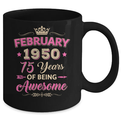 February 1950 75 Years Of Being Awesome Retro 75th Birthday Mug | siriusteestore