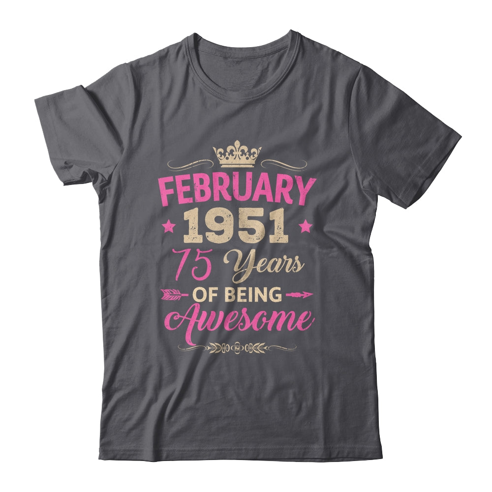 February 1951 75 Years Of Being Awesome Retro 75th Birthday Shirt & Tank Top | siriusteestore