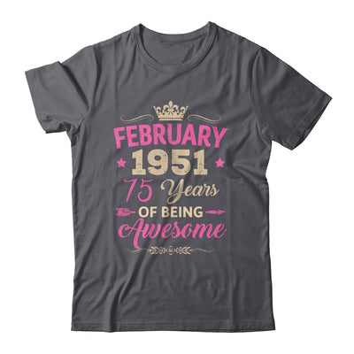 February 1951 75 Years Of Being Awesome Retro 75th Birthday Shirt & Tank Top | siriusteestore