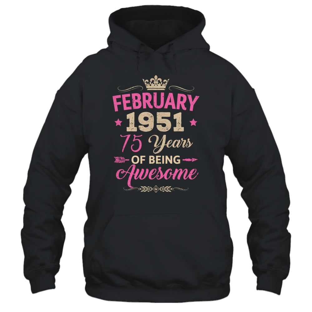 February 1951 75 Years Of Being Awesome Retro 75th Birthday Shirt & Tank Top | siriusteestore