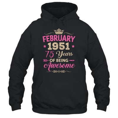 February 1951 75 Years Of Being Awesome Retro 75th Birthday Shirt & Tank Top | siriusteestore