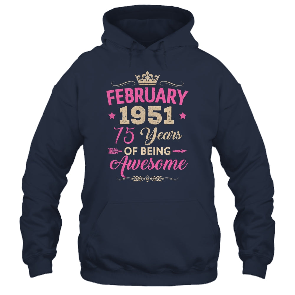 February 1951 75 Years Of Being Awesome Retro 75th Birthday Shirt & Tank Top | siriusteestore