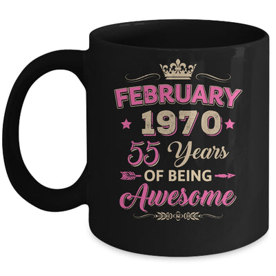February 1970 55 Years Of Being Awesome Retro 55th Birthday Mug | siriusteestore