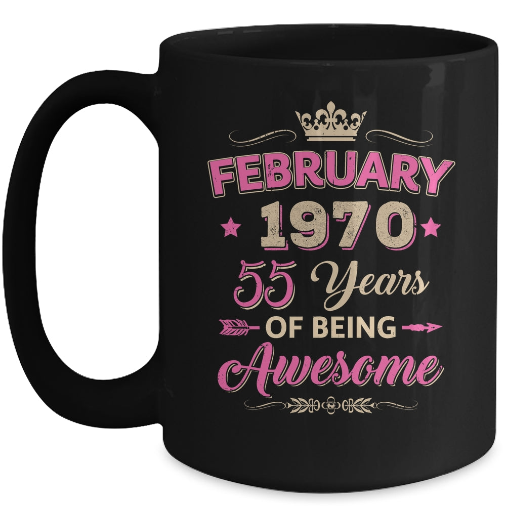 February 1970 55 Years Of Being Awesome Retro 55th Birthday Mug | siriusteestore