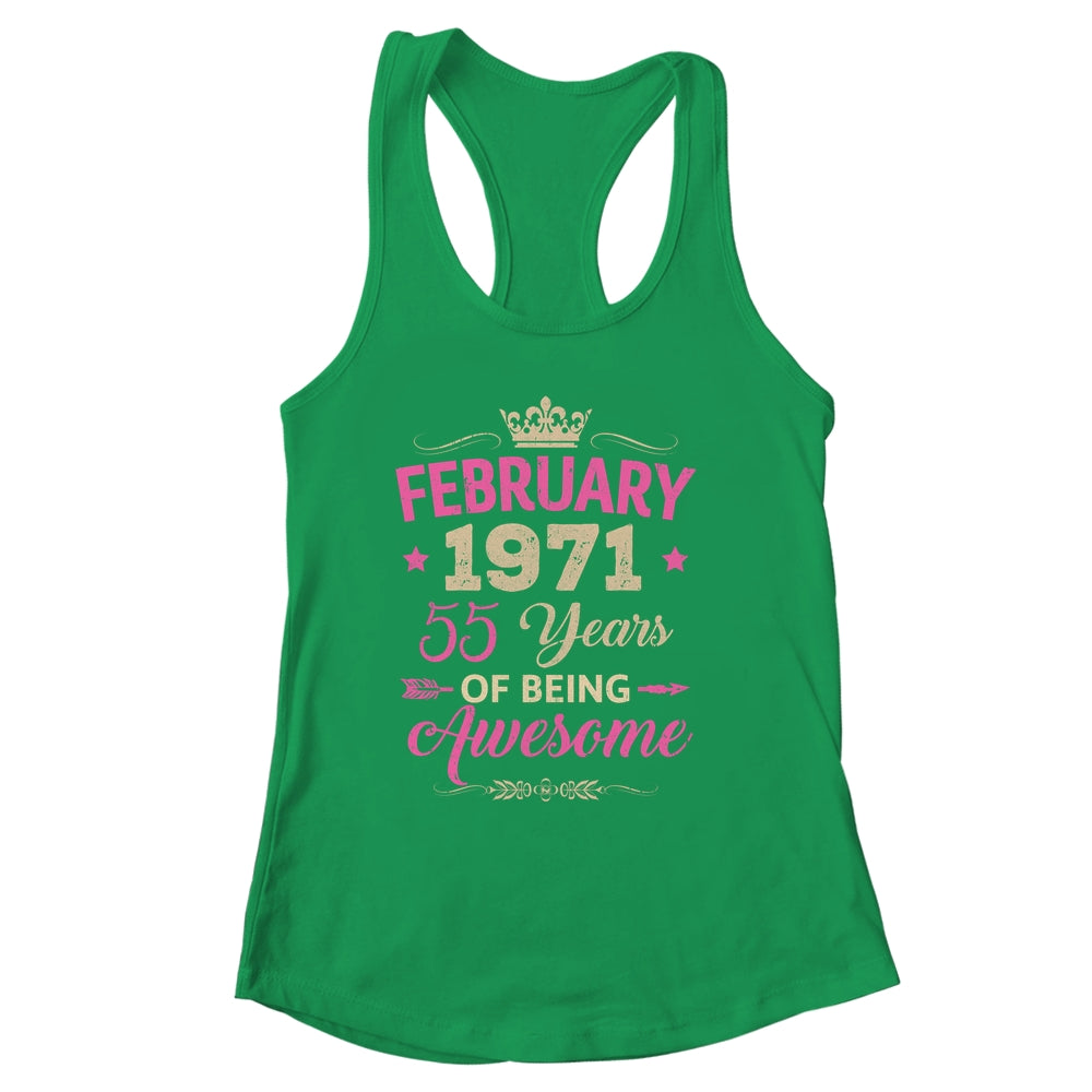 February 1971 55 Years Of Being Awesome Retro 55th Birthday Shirt & Tank Top | siriusteestore