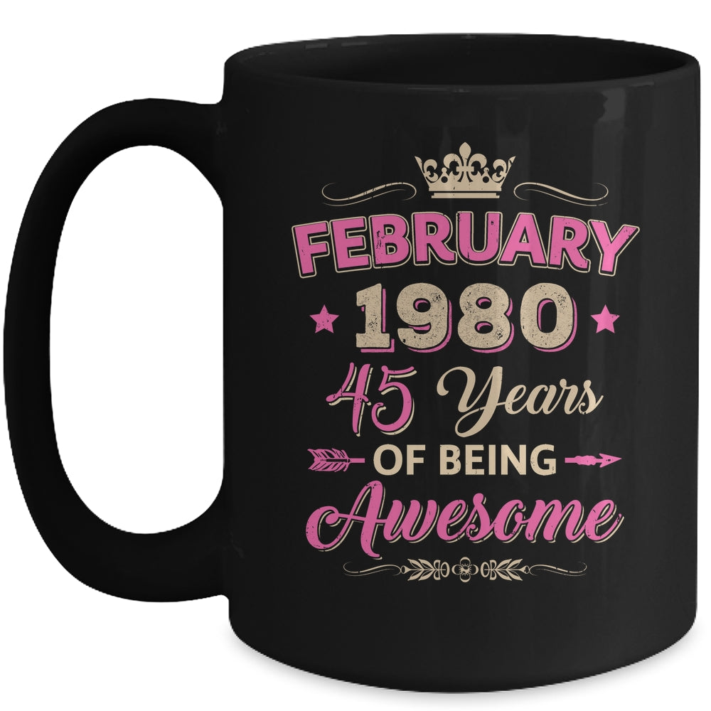 February 1980 45 Years Of Being Awesome Retro 45th Birthday Mug | siriusteestore