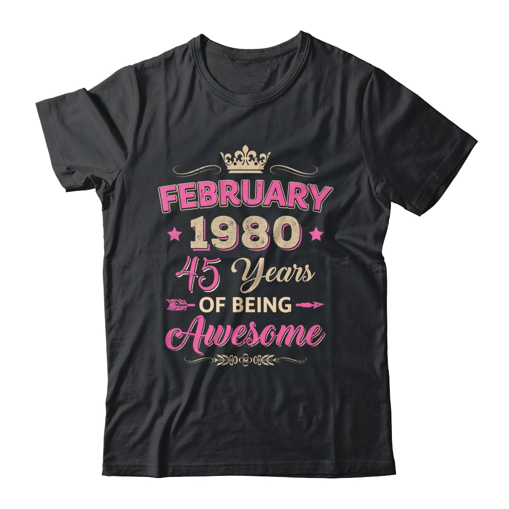 February 1980 45 Years Of Being Awesome Retro 45th Birthday Shirt & Tank Top | siriusteestore