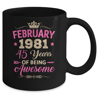 February 1981 45 Years Of Being Awesome Retro 45th Birthday Mug | siriusteestore