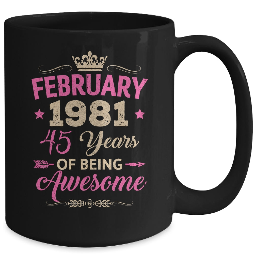 February 1981 45 Years Of Being Awesome Retro 45th Birthday Mug | siriusteestore