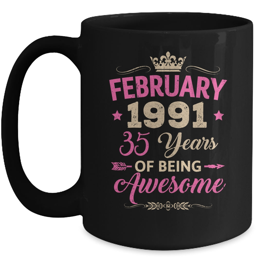 February 1991 35 Years Of Being Awesome Retro 35th Birthday Mug | siriusteestore