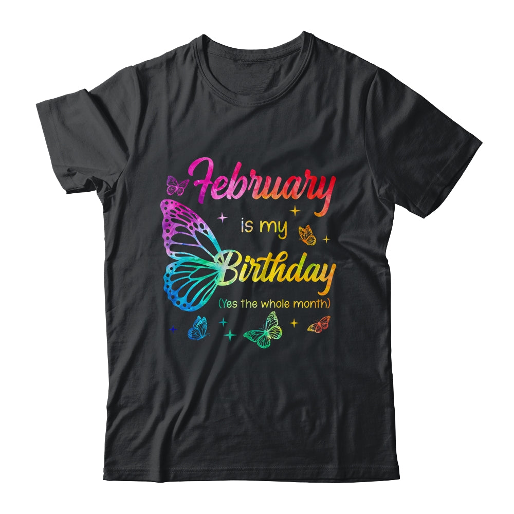 February Birthday For Women Girls Butterfly Tie Dye Theme Shirt & Tank Top | siriusteestore