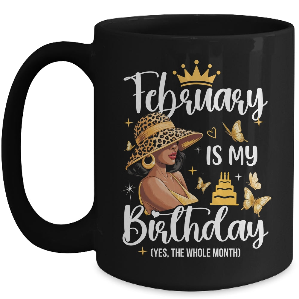 February Is My Birthday African American Woman Birthday Queen Mug | siriusteestore