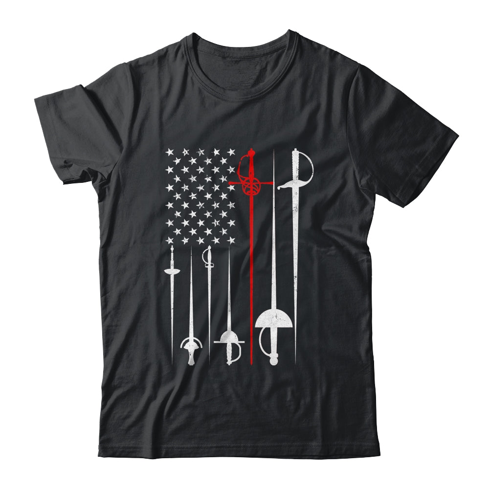 Fencing Art For Men Women American US Flag Fencing Coach Shirt & Hoodie | siriusteestore