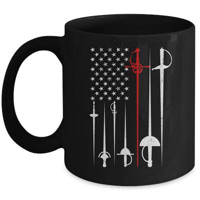 Fencing Art For Men Women American US Flag Fencing Coach Mug | siriusteestore