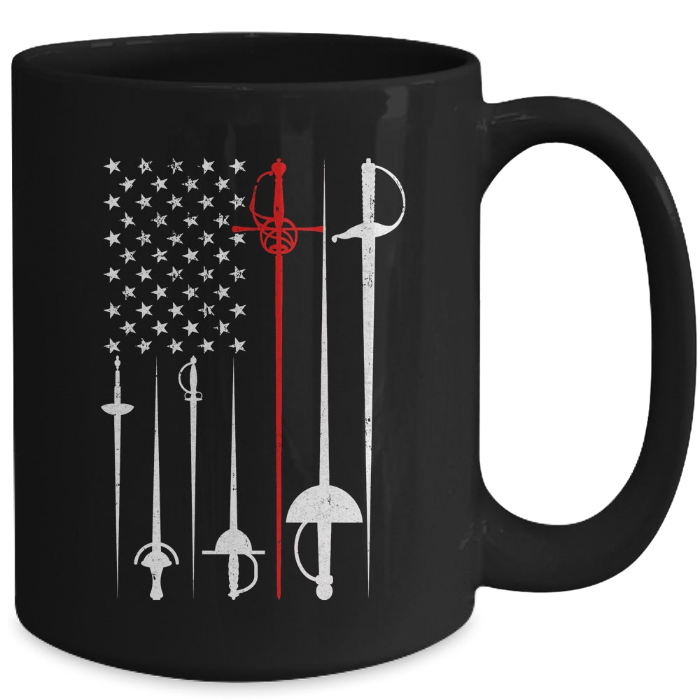 Fencing Art For Men Women American US Flag Fencing Coach Mug | siriusteestore
