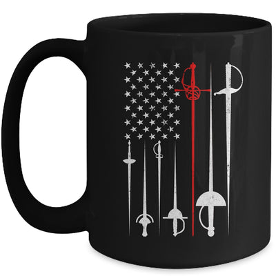 Fencing Art For Men Women American US Flag Fencing Coach Mug | siriusteestore