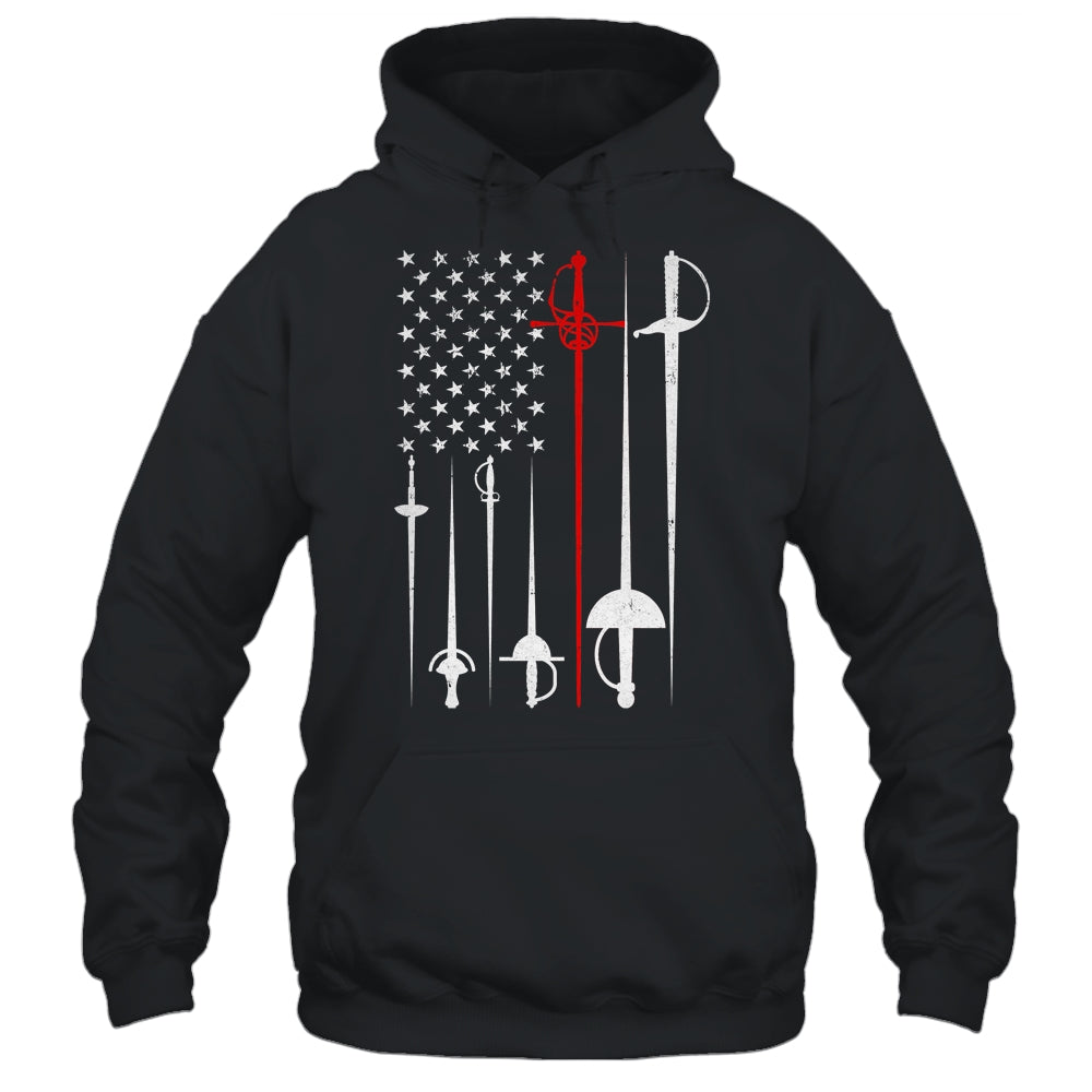 Fencing Art For Men Women American US Flag Fencing Coach Shirt & Hoodie | siriusteestore