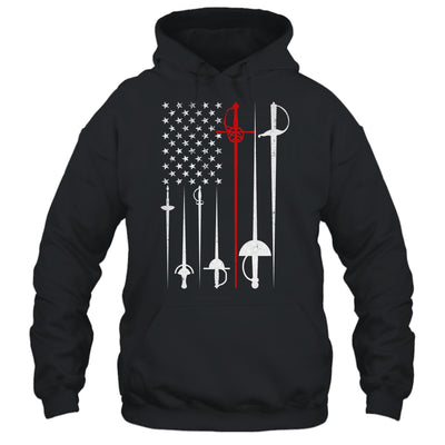 Fencing Art For Men Women American US Flag Fencing Coach Shirt & Hoodie | siriusteestore
